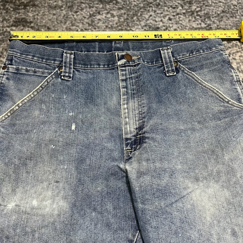 Wrangler Carpenter Jeans 34x30 Blue Distressed Faded Workwear Vintage‎ 2000s - Picture 9 of 16